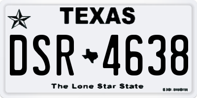 TX license plate DSR4638