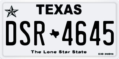 TX license plate DSR4645