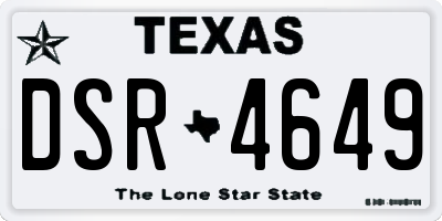 TX license plate DSR4649