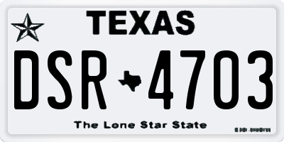 TX license plate DSR4703