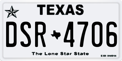 TX license plate DSR4706