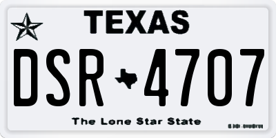 TX license plate DSR4707