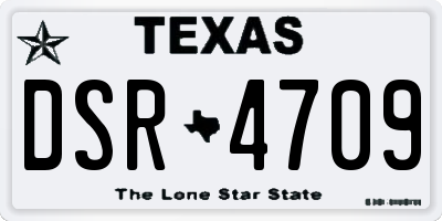 TX license plate DSR4709