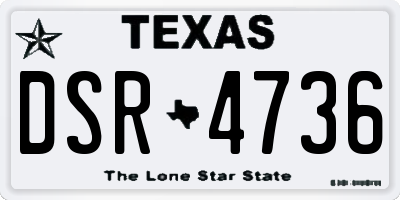 TX license plate DSR4736