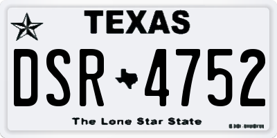 TX license plate DSR4752