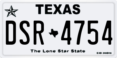 TX license plate DSR4754
