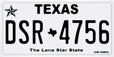 TX license plate DSR4756
