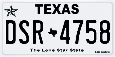 TX license plate DSR4758