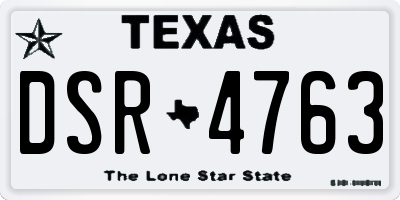 TX license plate DSR4763