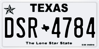 TX license plate DSR4784