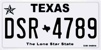 TX license plate DSR4789