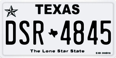 TX license plate DSR4845