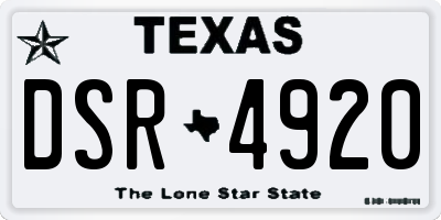 TX license plate DSR4920