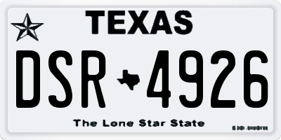 TX license plate DSR4926