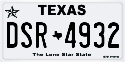 TX license plate DSR4932