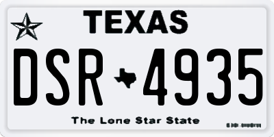 TX license plate DSR4935