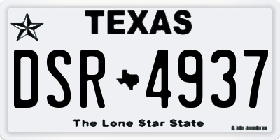 TX license plate DSR4937