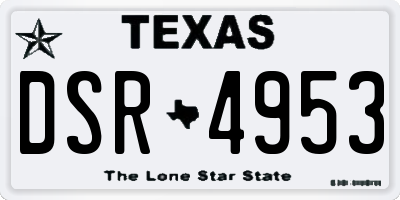 TX license plate DSR4953