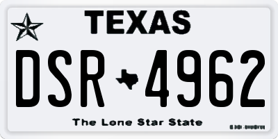 TX license plate DSR4962