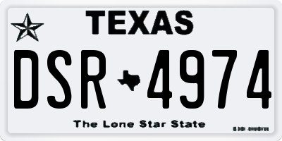 TX license plate DSR4974