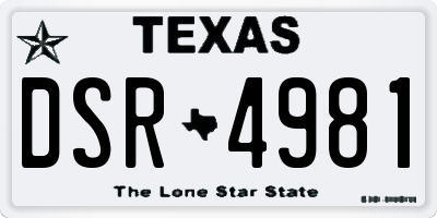 TX license plate DSR4981