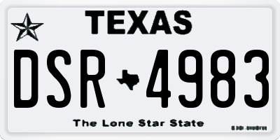 TX license plate DSR4983