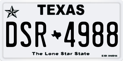 TX license plate DSR4988