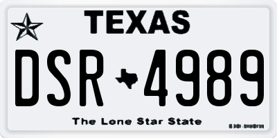 TX license plate DSR4989