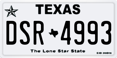 TX license plate DSR4993