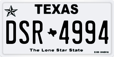 TX license plate DSR4994
