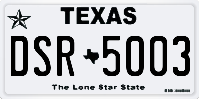 TX license plate DSR5003