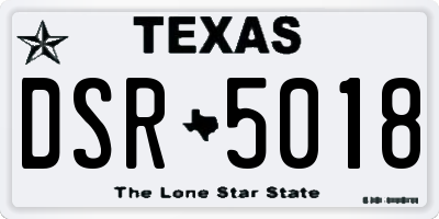 TX license plate DSR5018