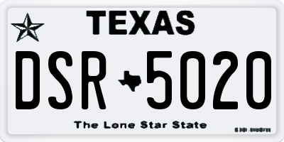 TX license plate DSR5020