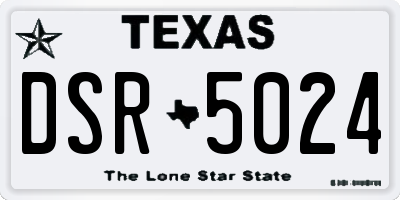 TX license plate DSR5024
