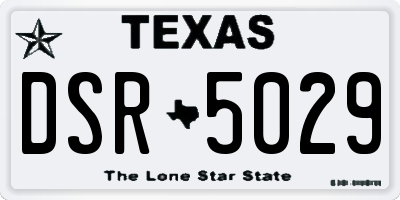 TX license plate DSR5029