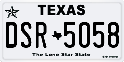 TX license plate DSR5058