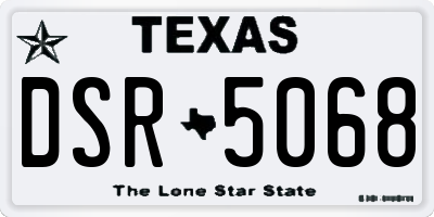 TX license plate DSR5068