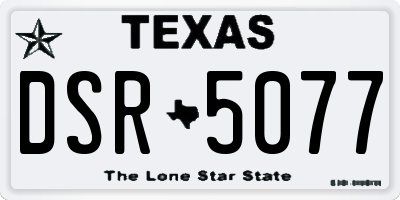 TX license plate DSR5077