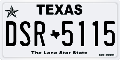TX license plate DSR5115