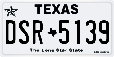 TX license plate DSR5139