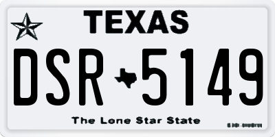 TX license plate DSR5149