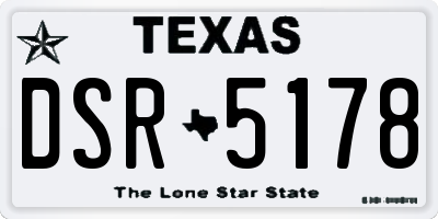 TX license plate DSR5178