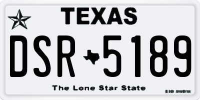 TX license plate DSR5189