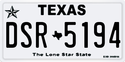 TX license plate DSR5194