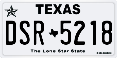 TX license plate DSR5218