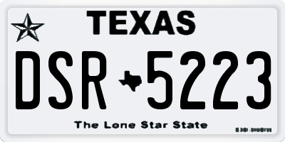 TX license plate DSR5223