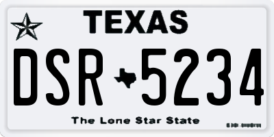 TX license plate DSR5234