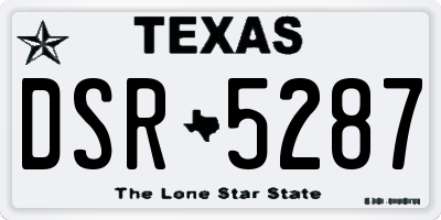 TX license plate DSR5287
