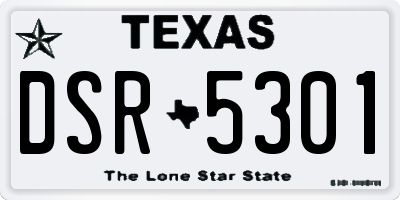 TX license plate DSR5301