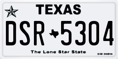 TX license plate DSR5304